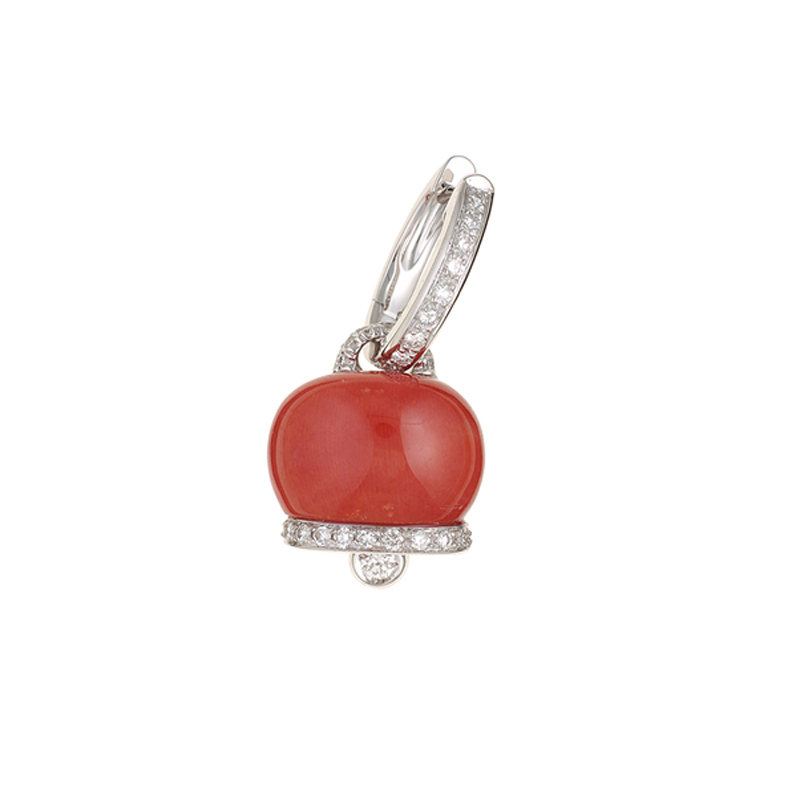 CHANTECLER | CAMPANELLE | Orecchino medio in Oro Bianco, Diamanti e Corallo rosso | 14952.jpg