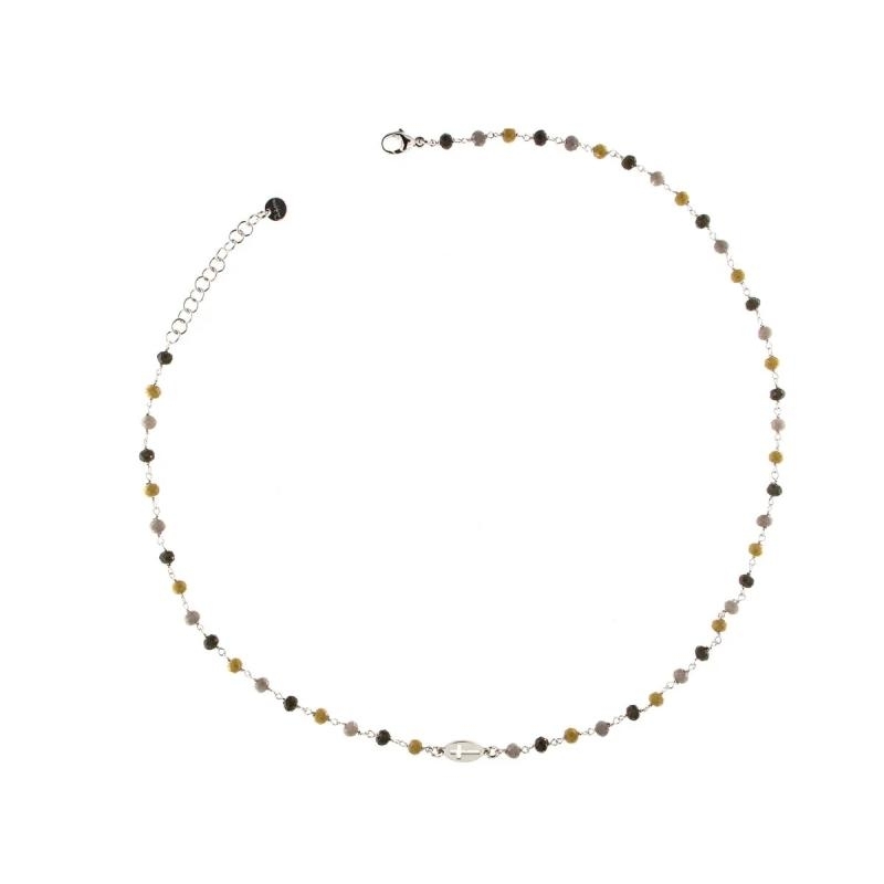 RUE DES MILLE | TANGLE | Girocolli Incatenato Mix Marrone Croce | 30845.jpg