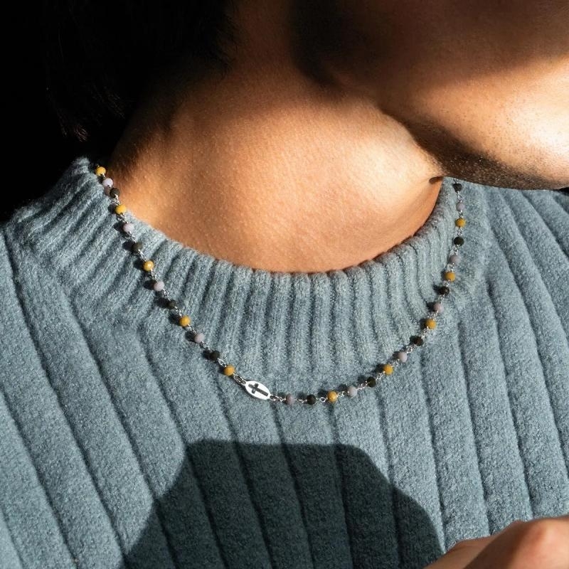 RUE DES MILLE | TANGLE | Girocolli Incatenato Mix Marrone Croce | 30846.jpg