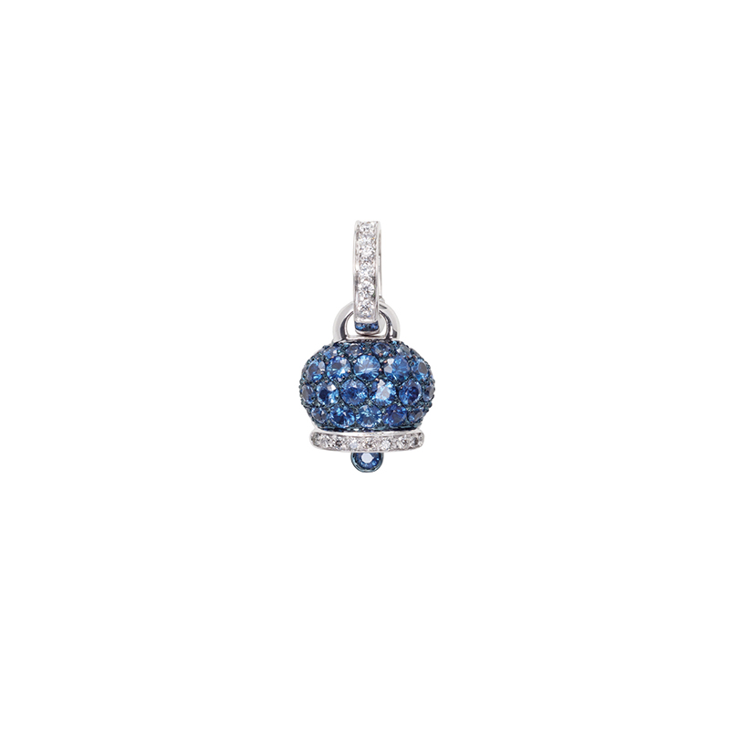 CHANTECLER | CAMPANELLE | Ciondolo piccolo in oro bianco, diamanti e zaffiri blu | 45932.jpg