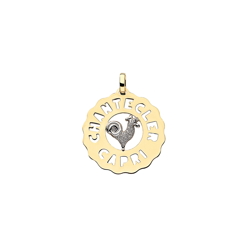 CHANTECLER | LOGO | Ciondolo medio gallo in oro giallo e bianco con diamanti | 46297.jpg