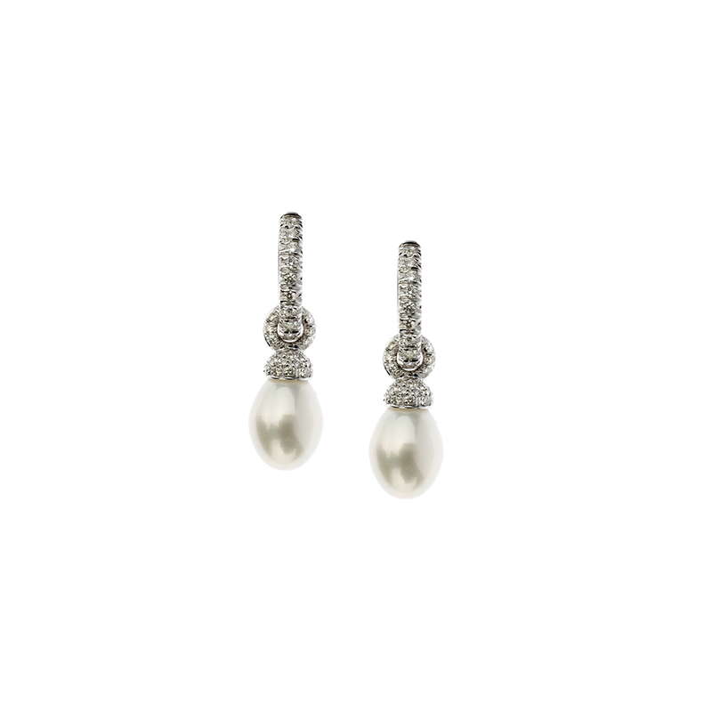 CHANTECLER | JOYFUL |  Orecchini corti in oro bianco, diamanti e perle | 46360.jpg