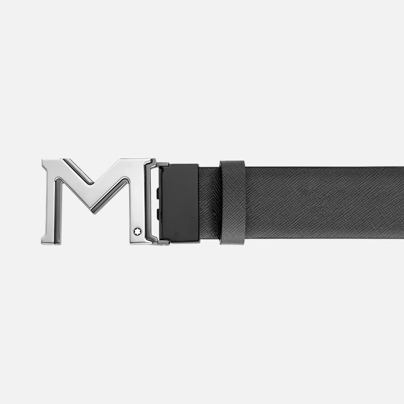 MONTBLANC |  | Cintura da 35 mm Reversibile in Pelle Nera/Grigia con Fibbia “M” | 51273.jpg