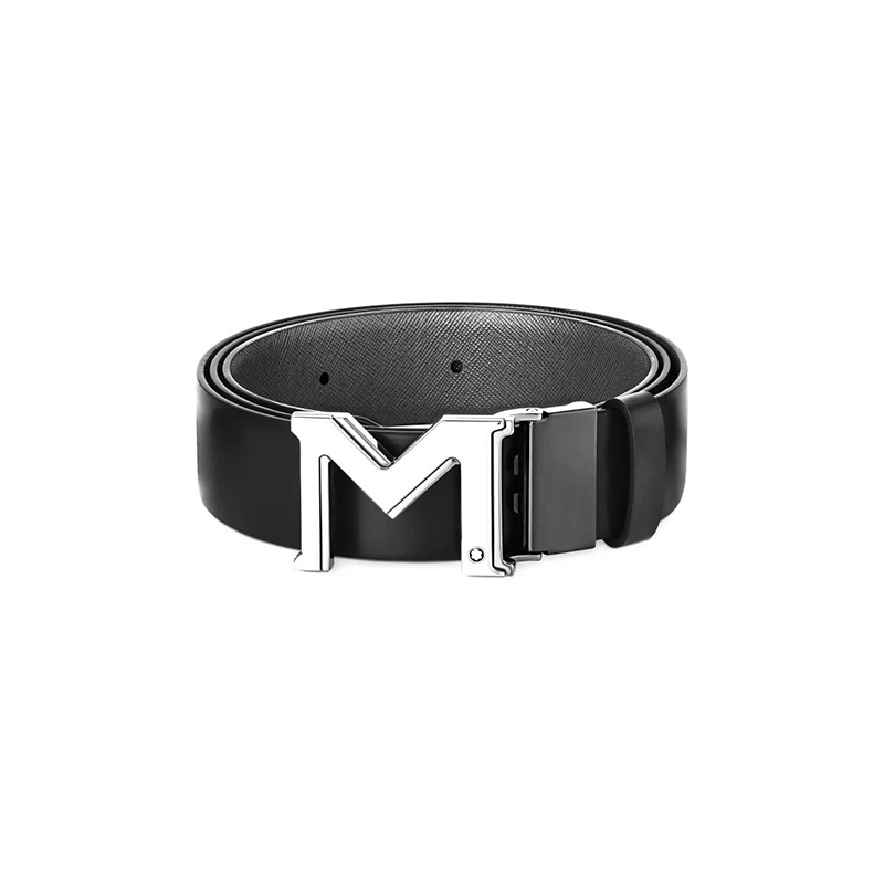 MONTBLANC |  | Cintura da 35 mm Reversibile in Pelle Nera/Grigia con Fibbia “M” | 51963.jpg