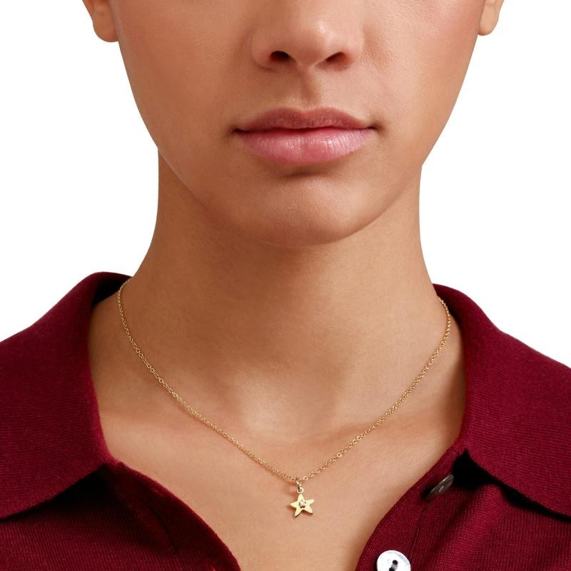 Ciondolo Stellina Oro Giallo 9K con Diamante