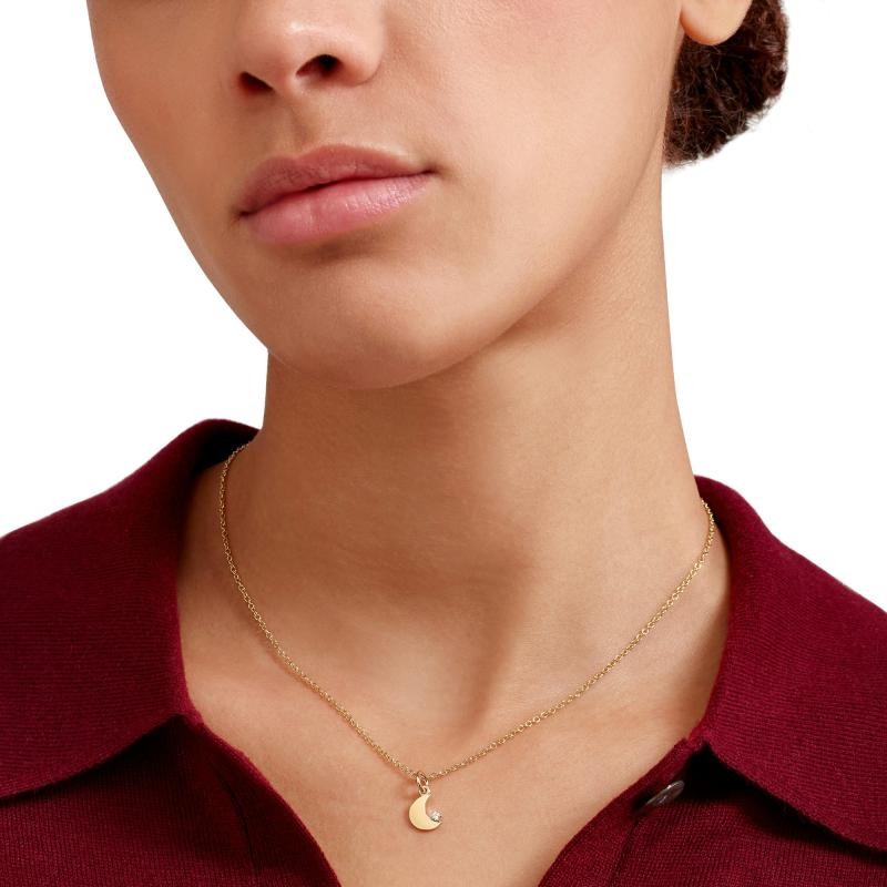 Ciondolo Luna Oro Giallo & Diamante Bianco