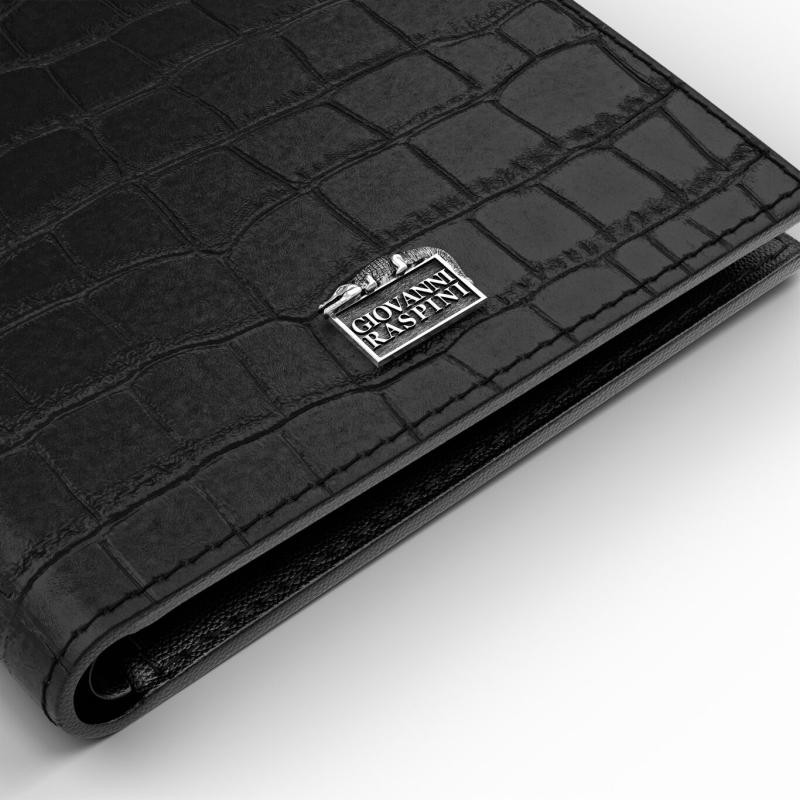Portafoglio Pelle Croco Nera