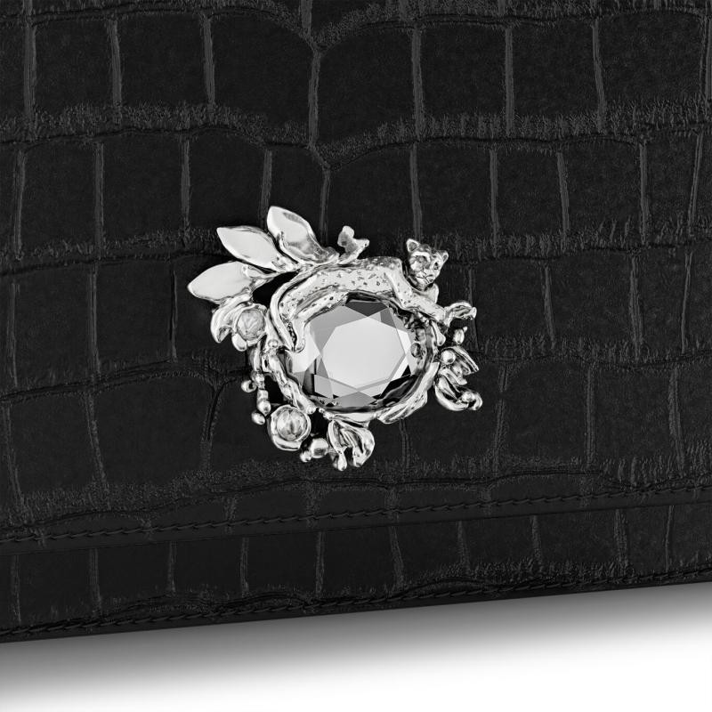 Pochette Jungle Pelle Croco Nera