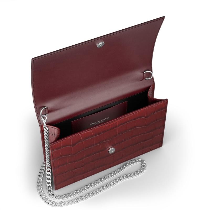 Pochette Jungle Pelle Croco Borgogna