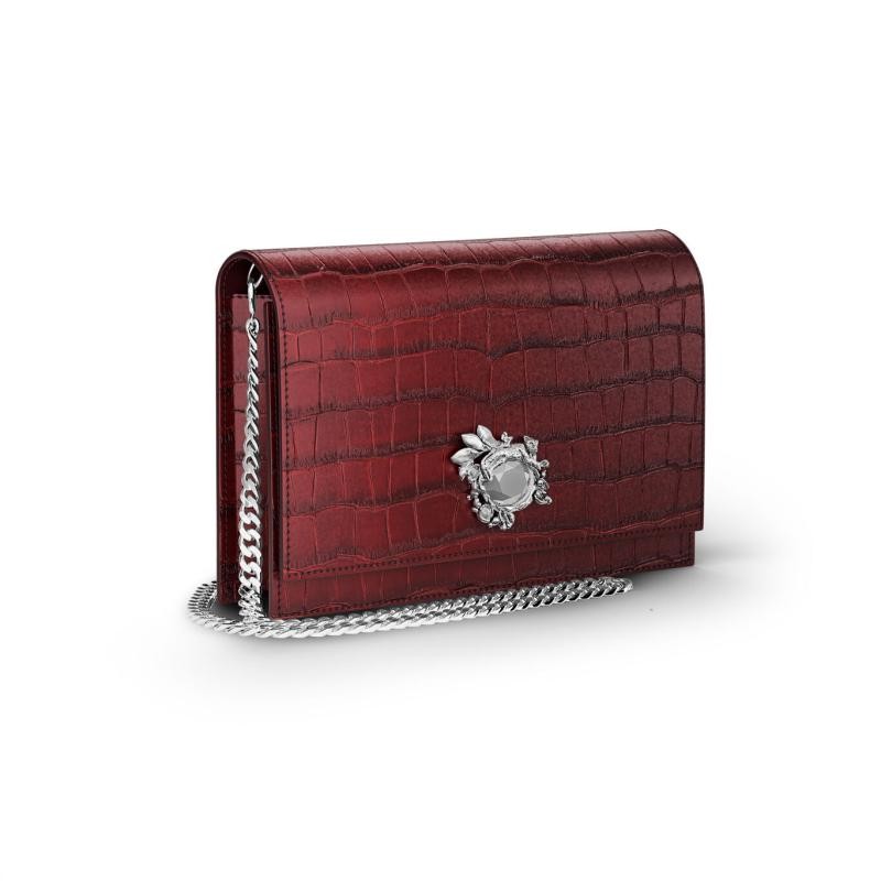 Pochette Jungle Pelle Croco Borgogna