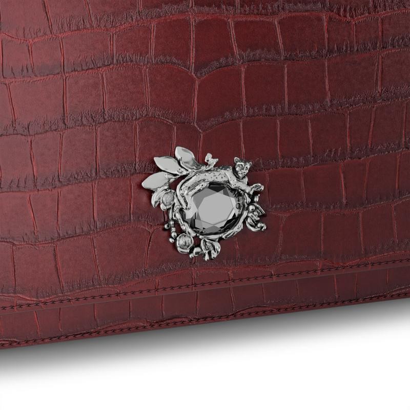 Pochette Jungle Pelle Croco Borgogna