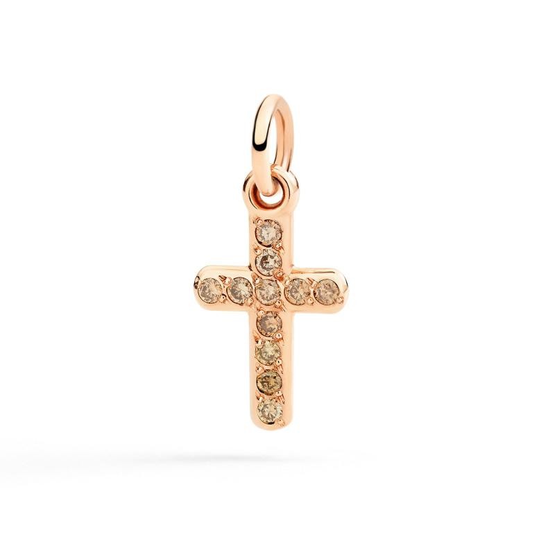 Ciondolo Croce Oro Rosa e Diamanti