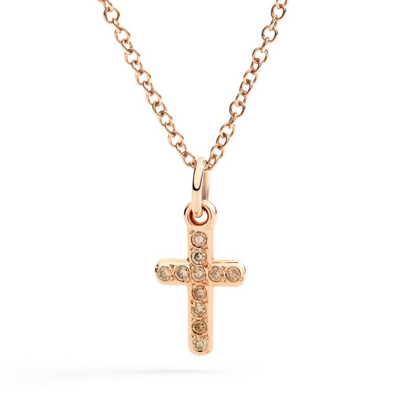 Ciondolo Croce Oro Rosa e Diamanti