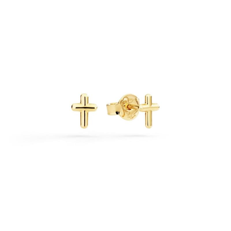 Orecchini Croce Mini Stud Oro Giallo