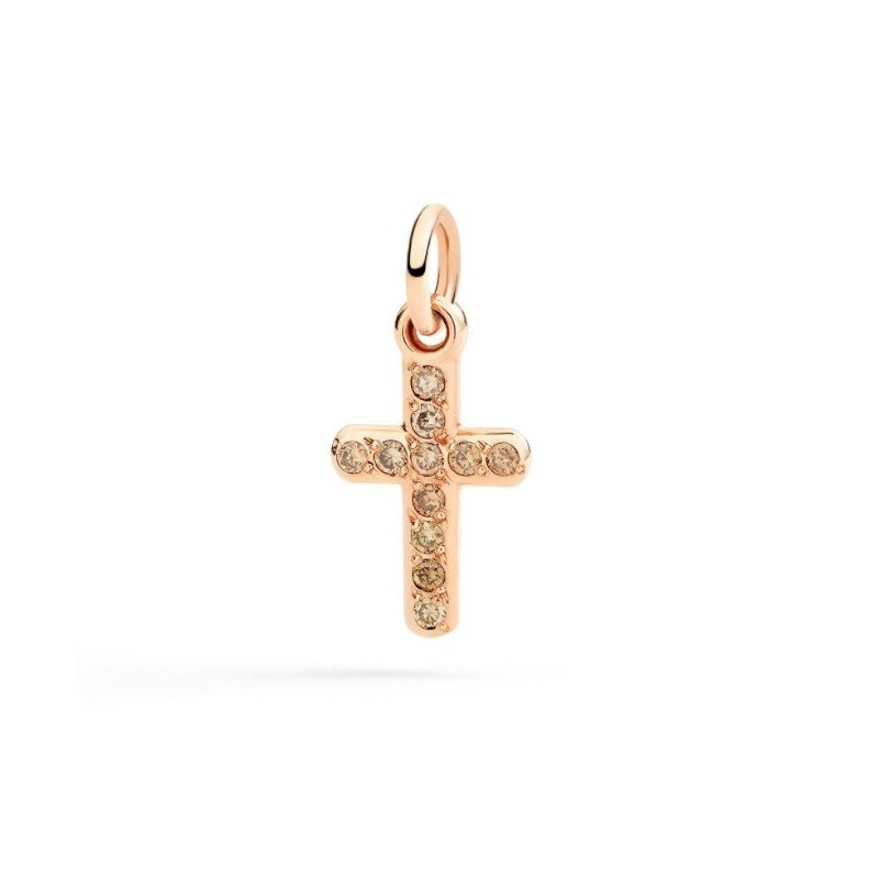 Ciondolo Croce Oro Rosa e Diamanti