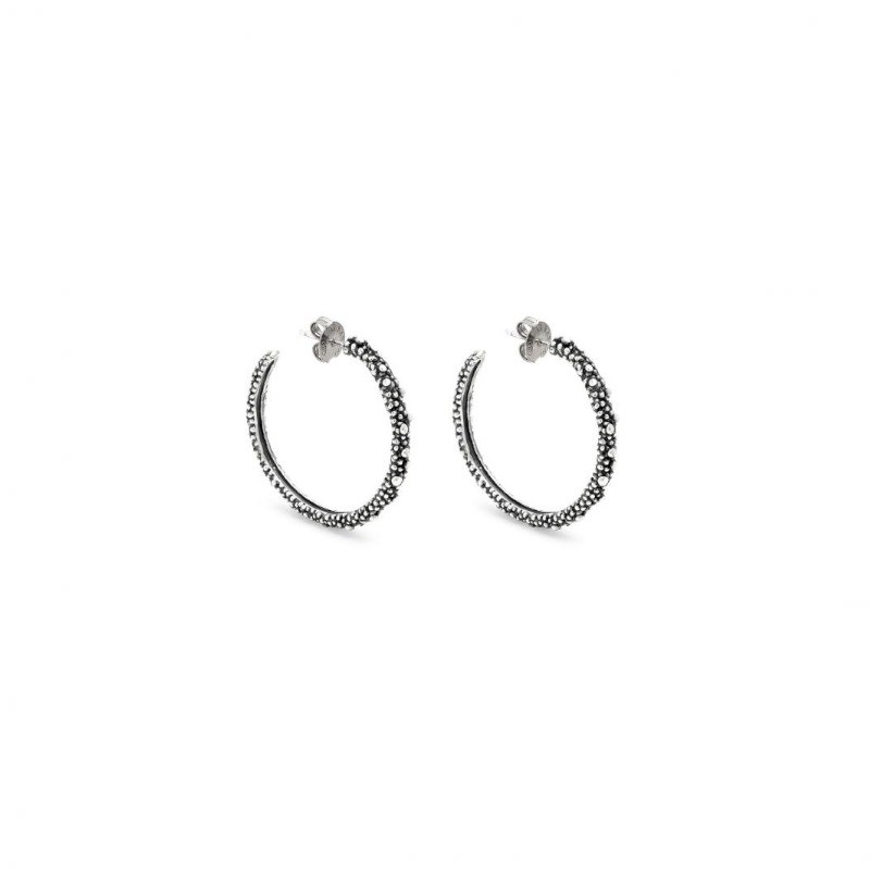 Orecchini Cerchio Petit Perlage Argento 925