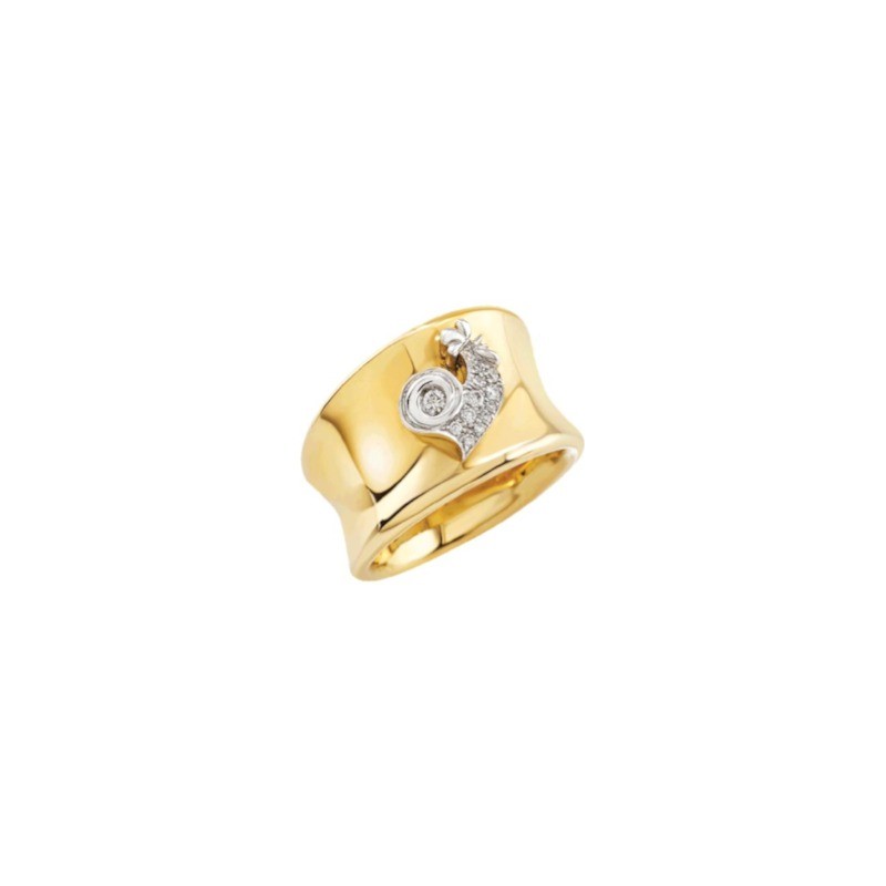 Anello Fascia Logo Gallo Chantecler Oro Giallo 9kt