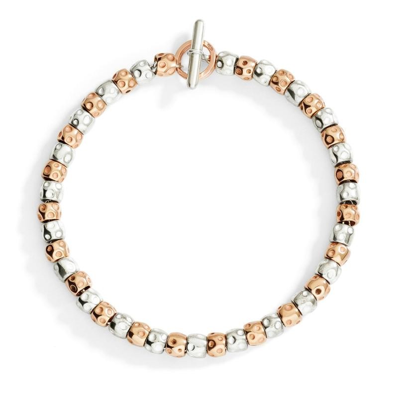 Bracciale Granelli Argento e Oro Rosa