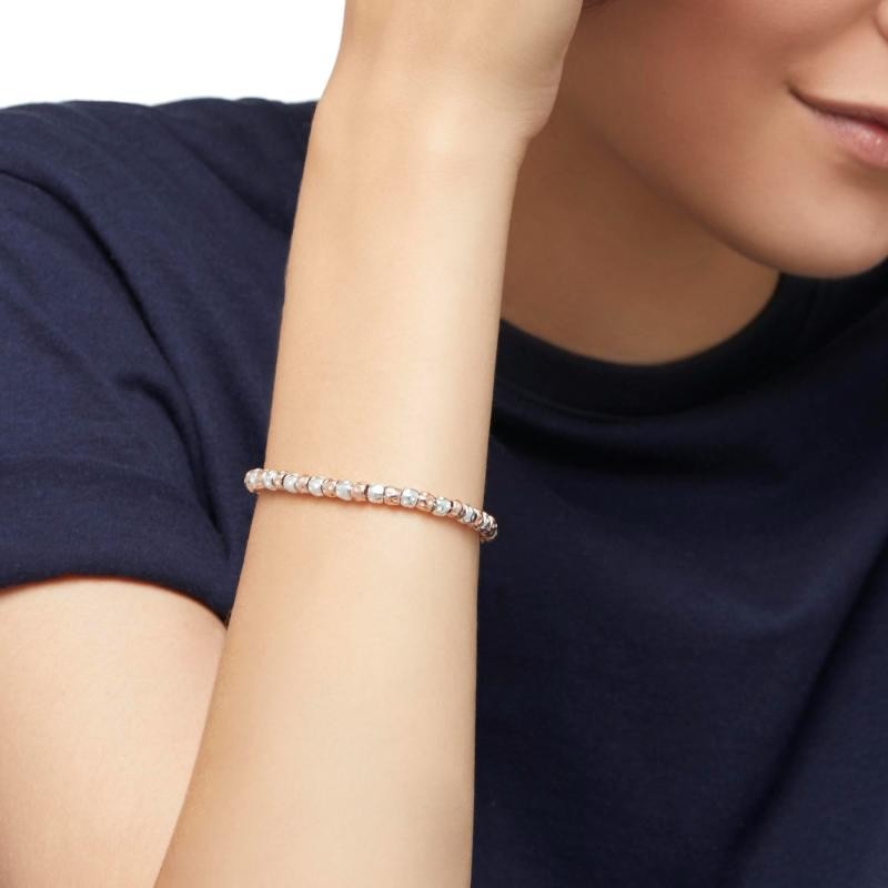 Bracciale Granelli Argento e Oro Rosa