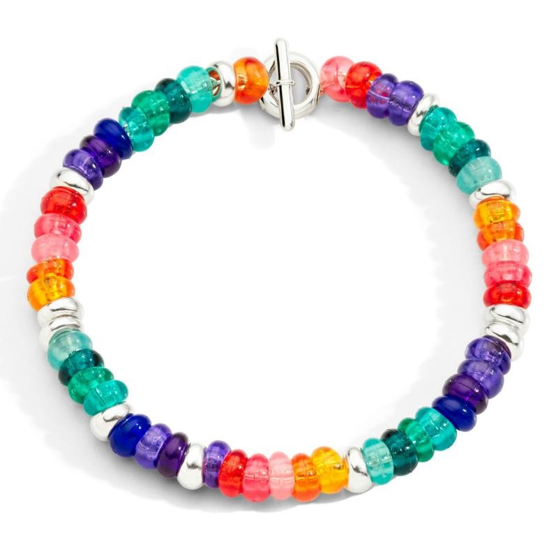 Bracciale Rondelle Argento e Plastica Riciclata