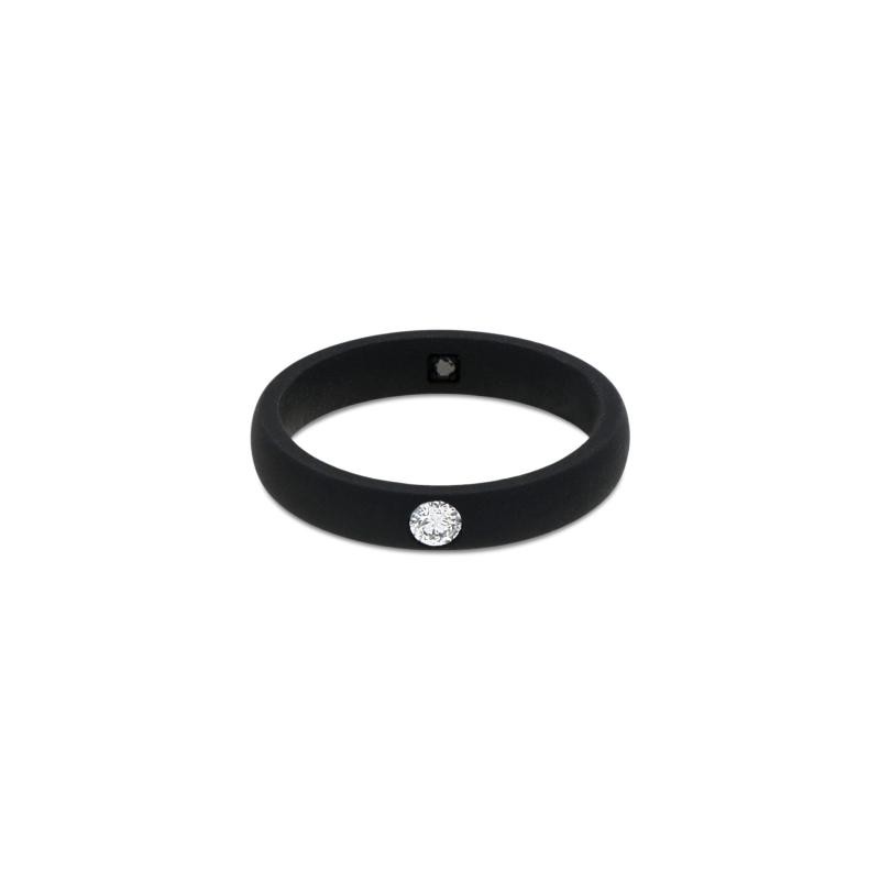 Solitario Uomo Titanio Nero con Diamante White