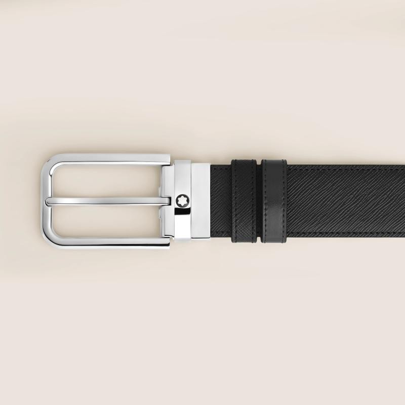 Cintura Reversibile 35 mm in Pelle Sartorial con Fibbia Rettangolare