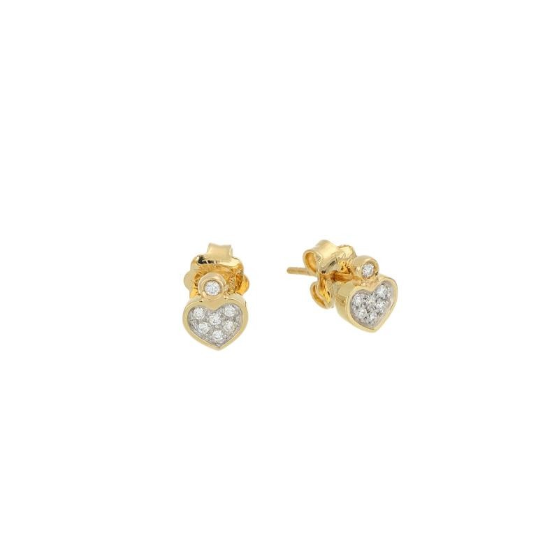 Orecchini Brio Cuore oro Giallo e Pavé di Diamanti
