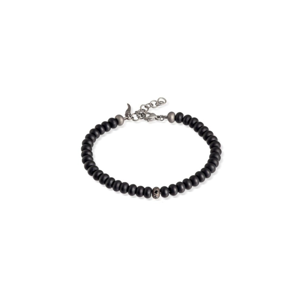 Bracciale in Titanio, Onice Opaca e Diamanti Black