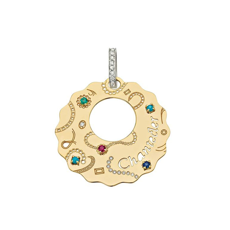 CHANTECLER | SUAMÈM | Ciondolo medio in oro giallo con turchese, zaffiri, rubini, smeraldi e diamanti | 7899.jpg